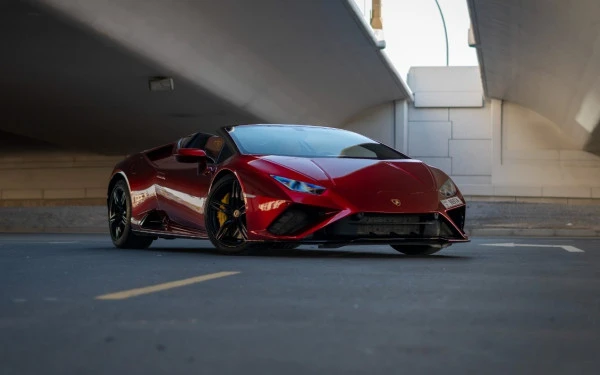 Maroon Lamborghini Huracan Evo Spyder, 2023